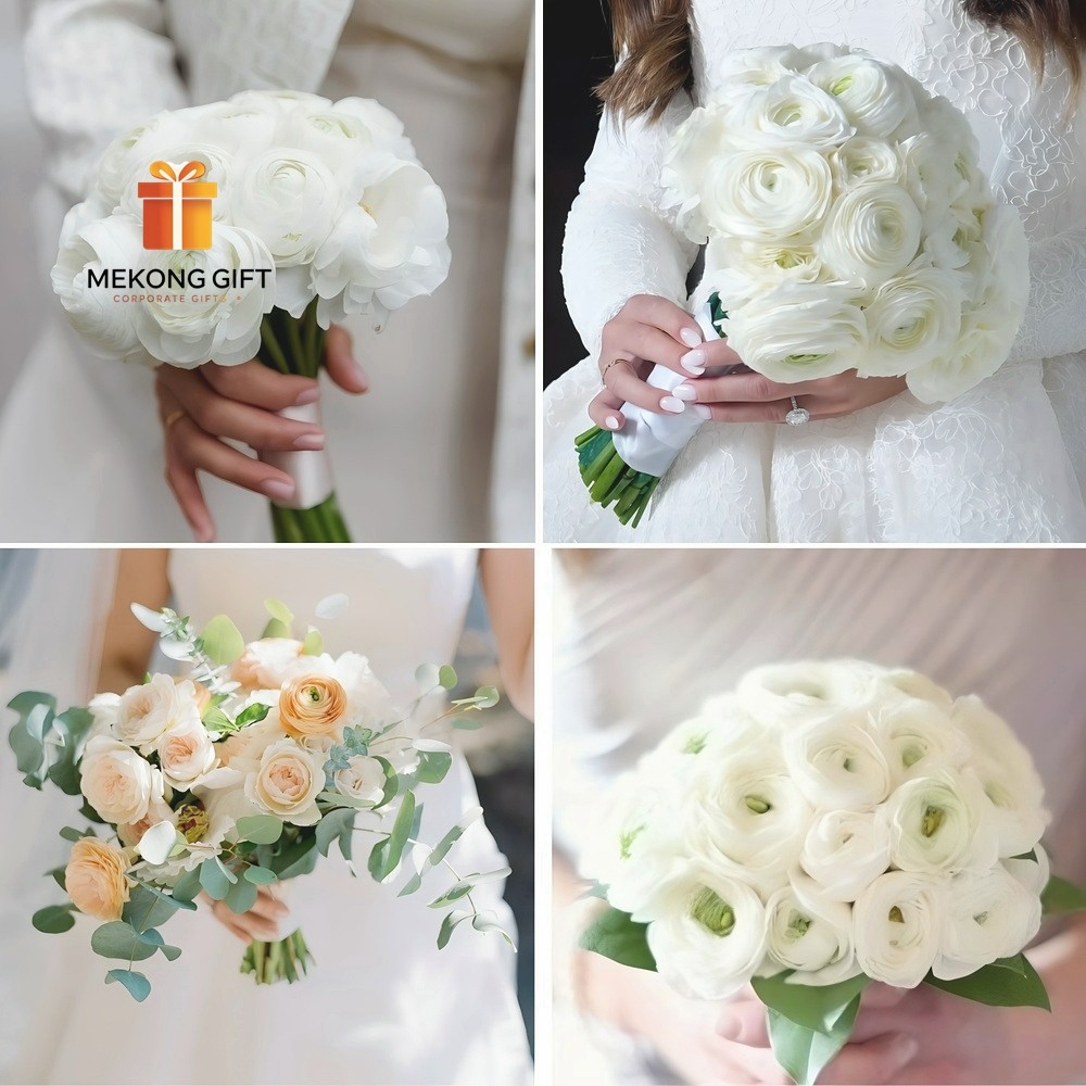 Bó Hoa Cưới Cầm Tay Mao Lương Trắng Tinh Khôi Tại TP.HCM